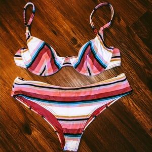 Billabong retro striped underwire bikini